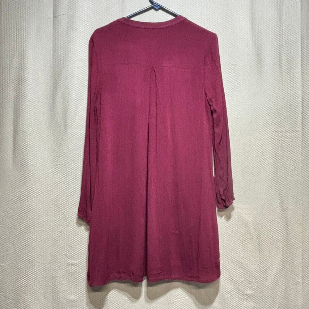 Entro Burgundy Floral Embroidered Tunic Dress Long Sleeve Pockets Size S - Picture 11 of 11